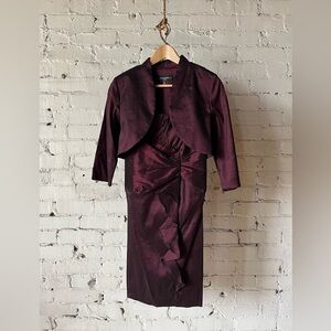 Elegant Burgundy Dress with Jacket